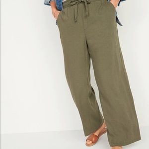 NEW NEVER WORN High-Waisted Wide-Leg Linen-Blend Pants for Women